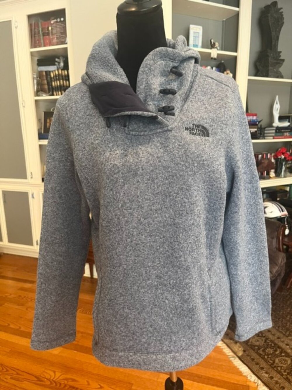 The North Face Crescent Hooded Pullover Fleece Gray Toggle Sz M
